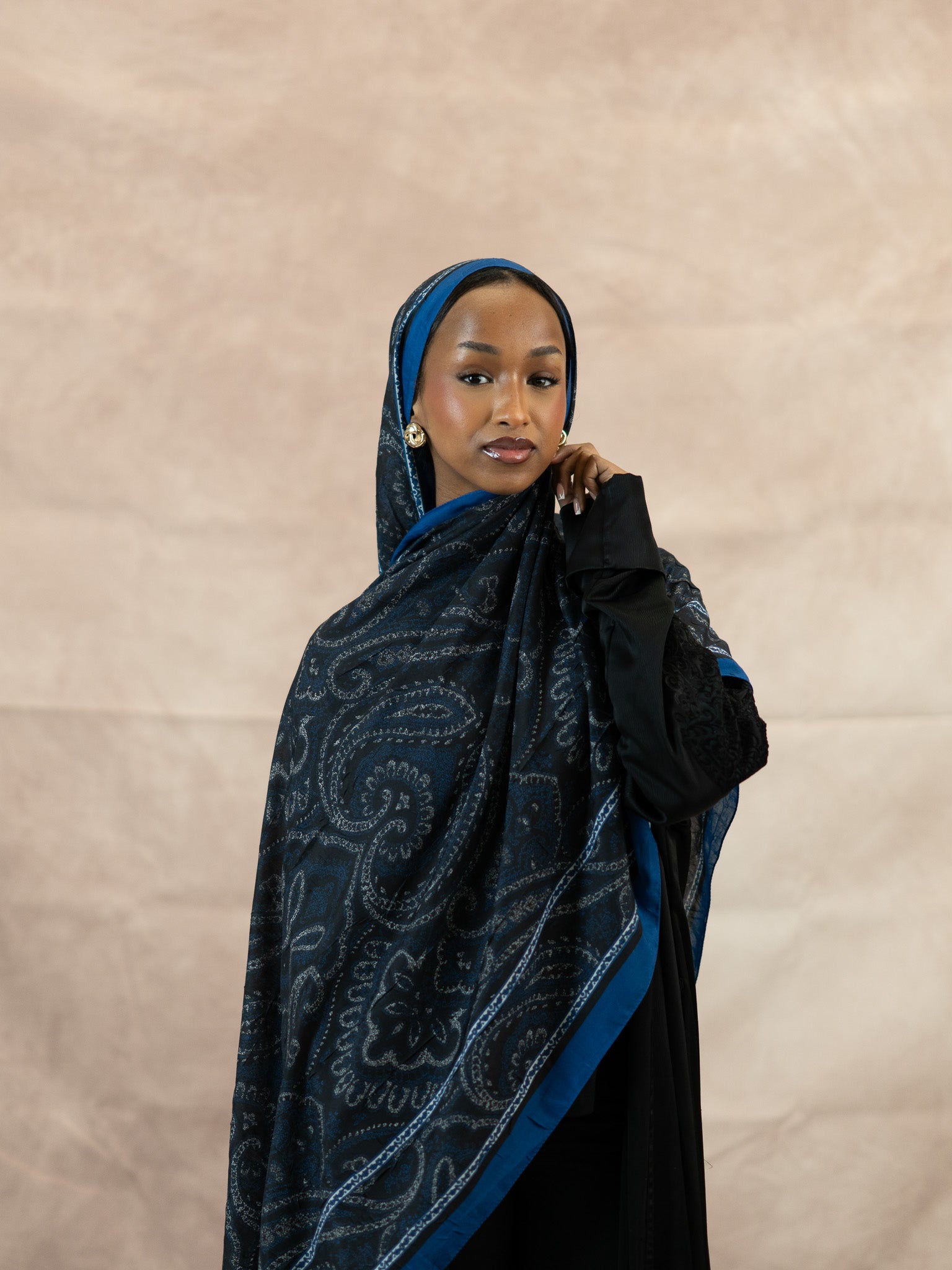 Paisley Border Bamboo Crush Cotton  Scarf